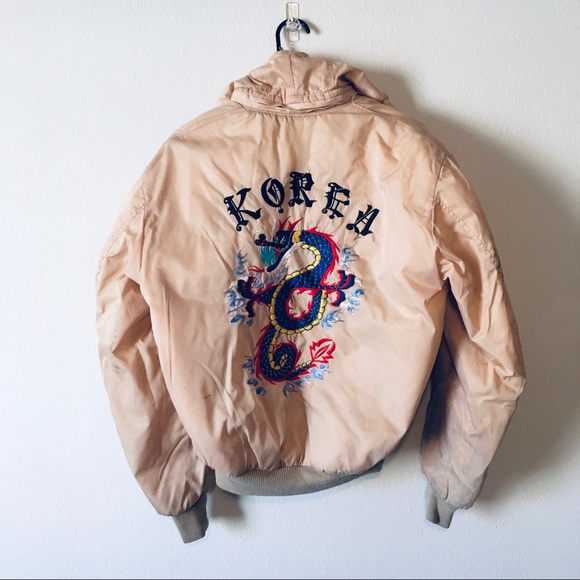 Vintage Jackets & Blazers - Vintage Korea Embroidered Hooded Bomber Jacket M